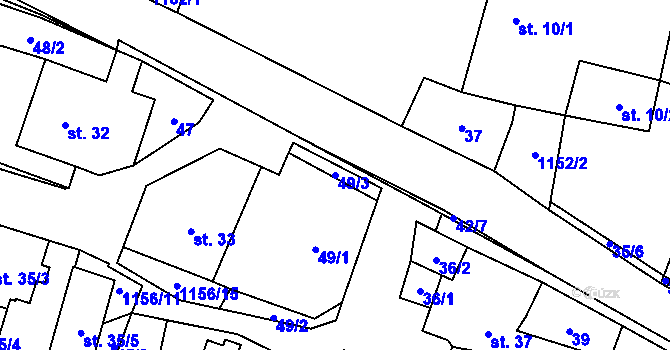 Parcela st. 49/3 v KÚ Velká Lhota u Dačic, Katastrální mapa
