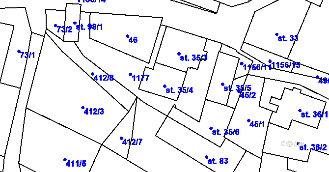 Parcela st. 35/4 v KÚ Velká Lhota u Dačic, Katastrální mapa