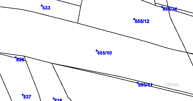 Parcela st. 555/10 v KÚ Velká Lhota u Dačic, Katastrální mapa