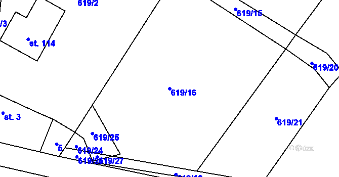 Parcela st. 619/16 v KÚ Velká Lhota u Dačic, Katastrální mapa