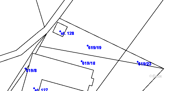 Parcela st. 619/19 v KÚ Velká Lhota u Dačic, Katastrální mapa