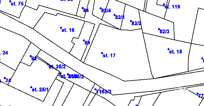 Parcela st. 17 v KÚ Velká Lhota u Dačic, Katastrální mapa
