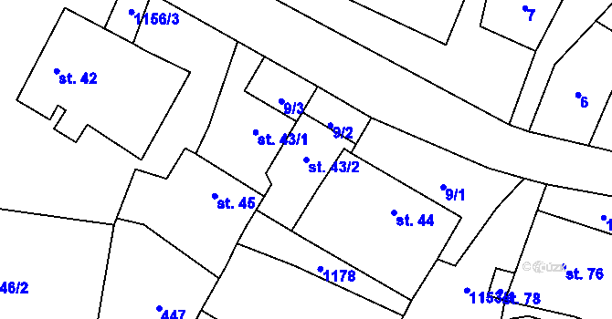 Parcela st. 43/2 v KÚ Velká Lhota u Dačic, Katastrální mapa