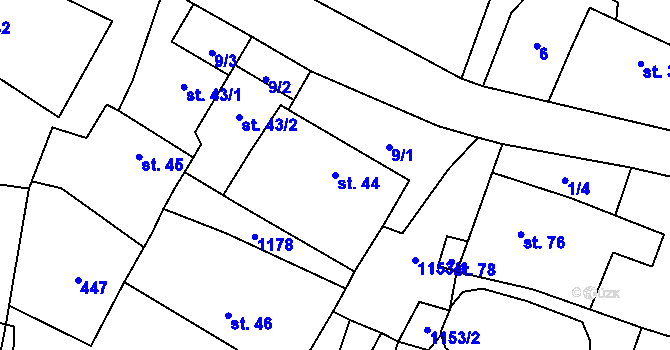 Parcela st. 44 v KÚ Velká Lhota u Dačic, Katastrální mapa