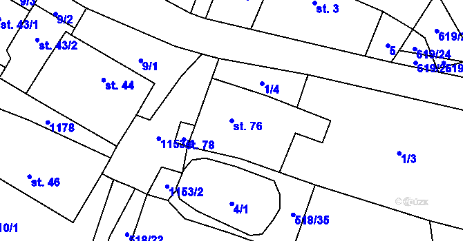 Parcela st. 76 v KÚ Velká Lhota u Dačic, Katastrální mapa