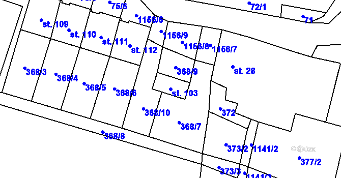 Parcela st. 103 v KÚ Velká Lhota u Dačic, Katastrální mapa