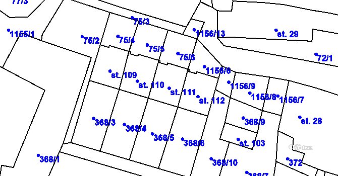 Parcela st. 111 v KÚ Velká Lhota u Dačic, Katastrální mapa