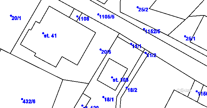 Parcela st. 20/2 v KÚ Velká Lhota u Dačic, Katastrální mapa