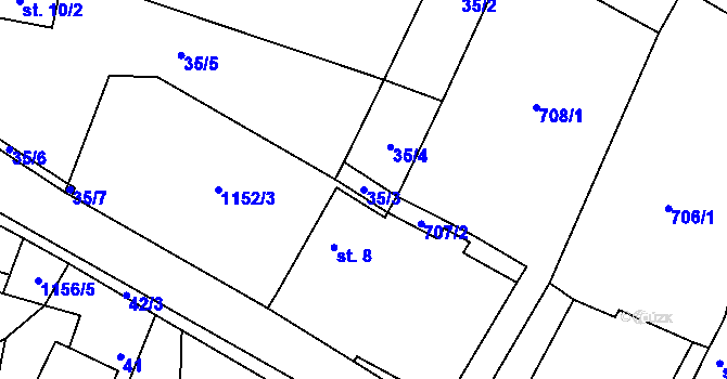Parcela st. 35/3 v KÚ Velká Lhota u Dačic, Katastrální mapa