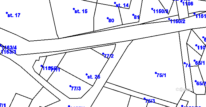 Parcela st. 77/2 v KÚ Velká Lhota u Dačic, Katastrální mapa