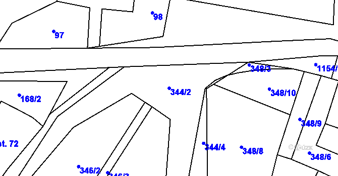 Parcela st. 344/2 v KÚ Velká Lhota u Dačic, Katastrální mapa