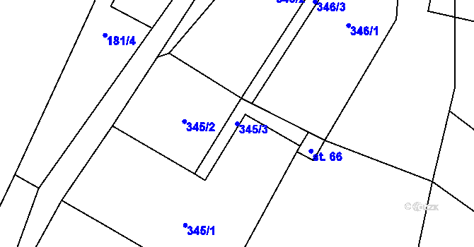 Parcela st. 345/3 v KÚ Velká Lhota u Dačic, Katastrální mapa