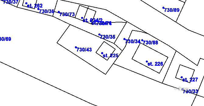 Parcela st. 225 v KÚ Velká Lhota u Valašského Meziříčí, Katastrální mapa