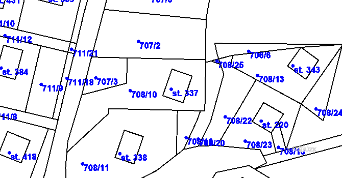 Parcela st. 337 v KÚ Velká Lhota u Valašského Meziříčí, Katastrální mapa