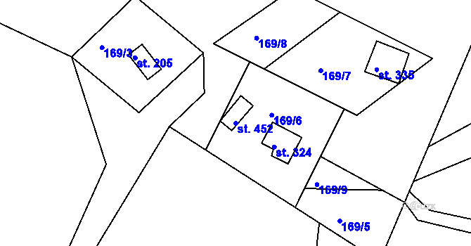 Parcela st. 452 v KÚ Velká Lhota u Valašského Meziříčí, Katastrální mapa