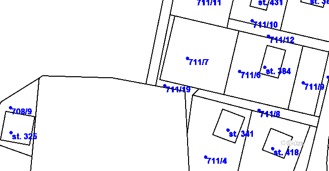 Parcela st. 711/19 v KÚ Velká Lhota u Valašského Meziříčí, Katastrální mapa