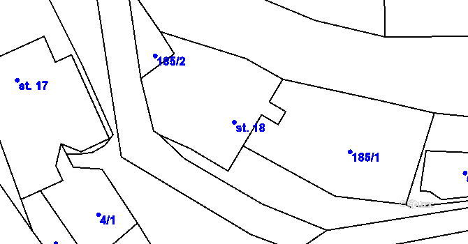 Parcela st. 18 v KÚ Pořežín, Katastrální mapa