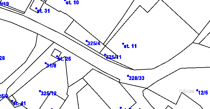 Parcela st. 325/11 v KÚ Pořežín, Katastrální mapa