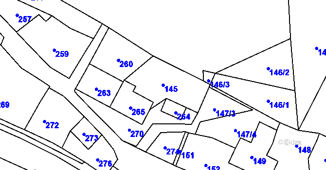 Parcela st. 145 v KÚ Velká Losenice, Katastrální mapa