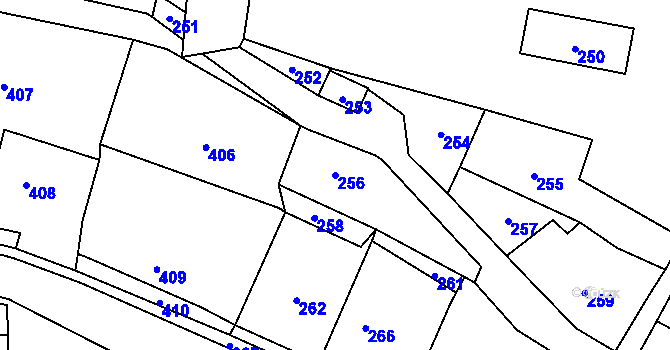 Parcela st. 256 v KÚ Velká Losenice, Katastrální mapa