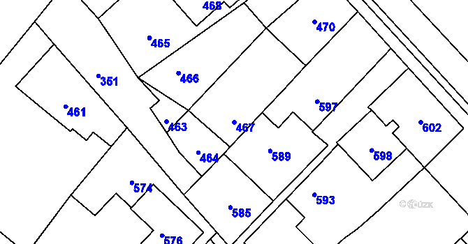Parcela st. 467 v KÚ Velká Losenice, Katastrální mapa