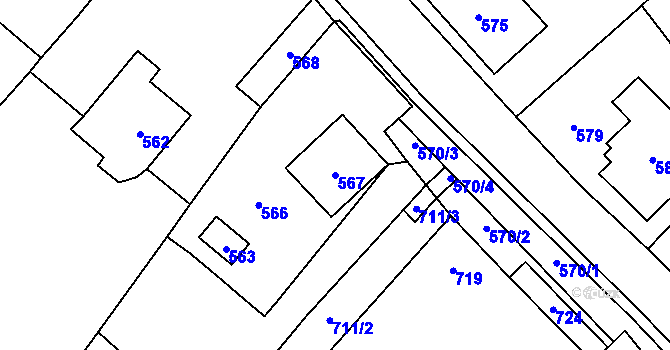 Parcela st. 567 v KÚ Velká Losenice, Katastrální mapa