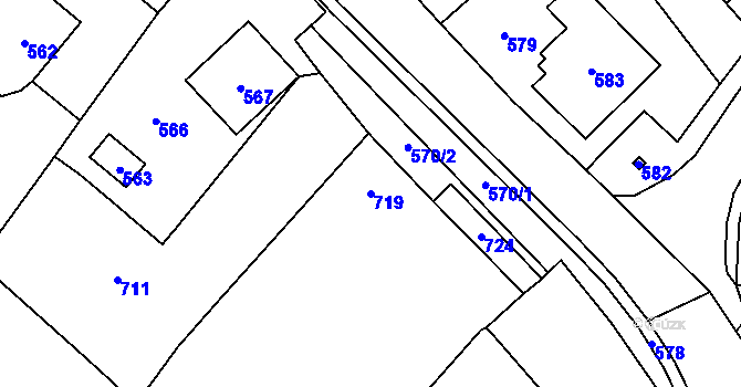 Parcela st. 719 v KÚ Velká Losenice, Katastrální mapa