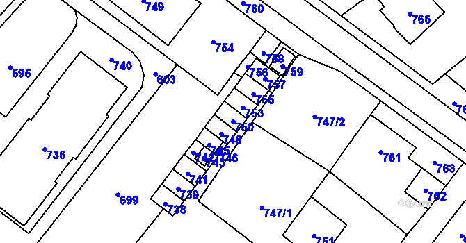Parcela st. 750 v KÚ Velká Losenice, Katastrální mapa