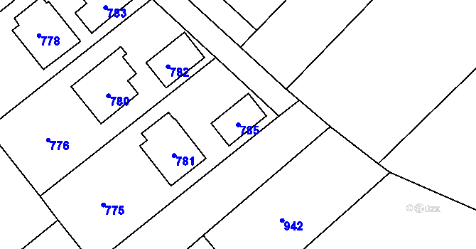 Parcela st. 785 v KÚ Velká Losenice, Katastrální mapa