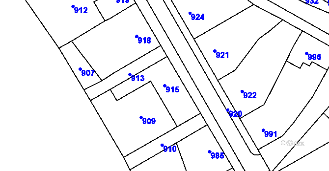 Parcela st. 915 v KÚ Velká Losenice, Katastrální mapa
