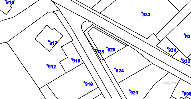 Parcela st. 923 v KÚ Velká Losenice, Katastrální mapa