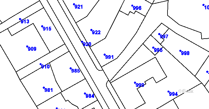 Parcela st. 991 v KÚ Velká Losenice, Katastrální mapa