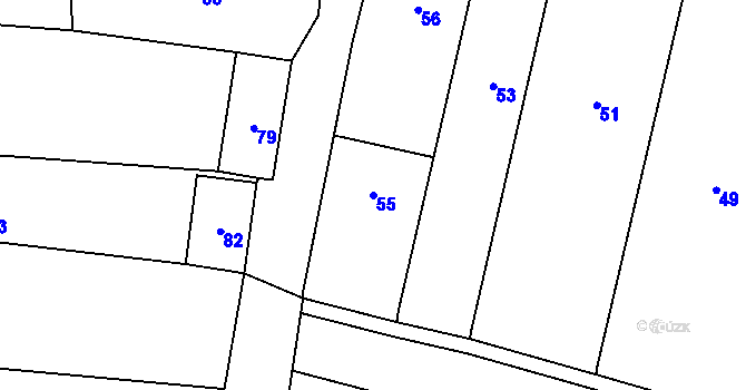 Parcela st. 55 v KÚ Velká nad Veličkou, Katastrální mapa