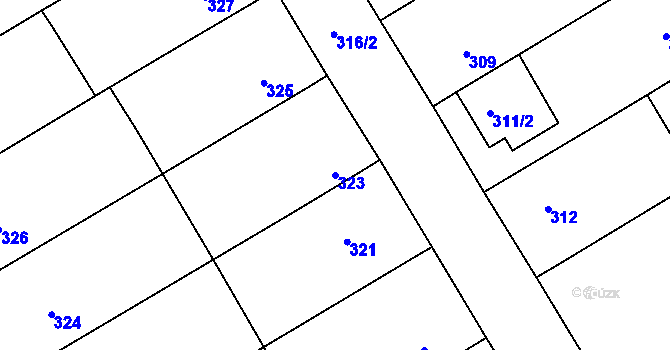 Parcela st. 323 v KÚ Velká nad Veličkou, Katastrální mapa