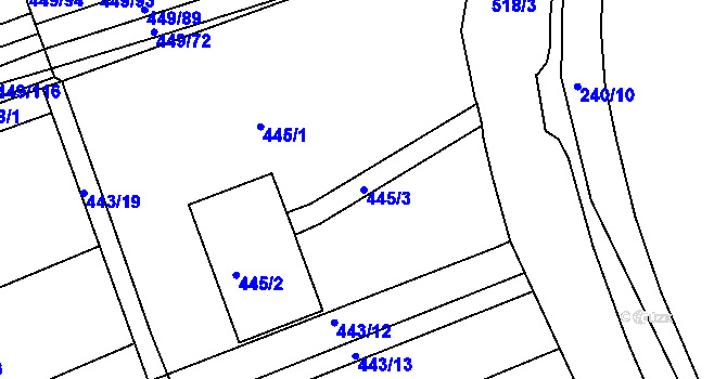 Parcela st. 445/3 v KÚ Velká nad Veličkou, Katastrální mapa