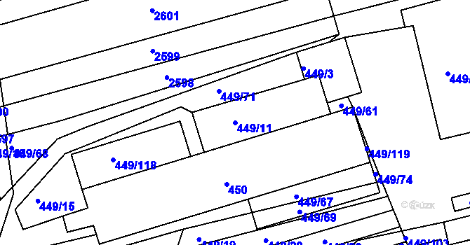 Parcela st. 449/11 v KÚ Velká nad Veličkou, Katastrální mapa