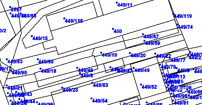 Parcela st. 449/19 v KÚ Velká nad Veličkou, Katastrální mapa