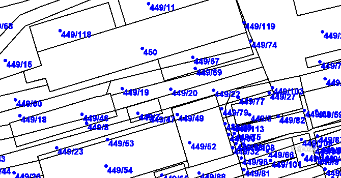 Parcela st. 449/20 v KÚ Velká nad Veličkou, Katastrální mapa