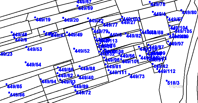 Parcela st. 449/32 v KÚ Velká nad Veličkou, Katastrální mapa