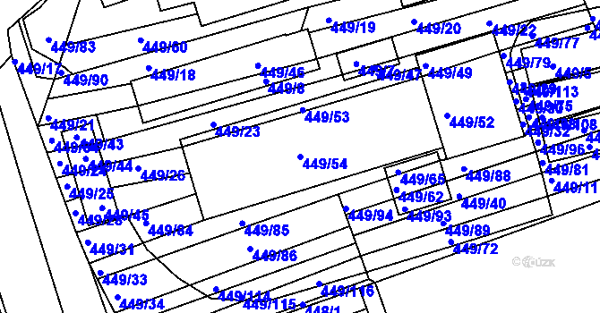 Parcela st. 449/54 v KÚ Velká nad Veličkou, Katastrální mapa