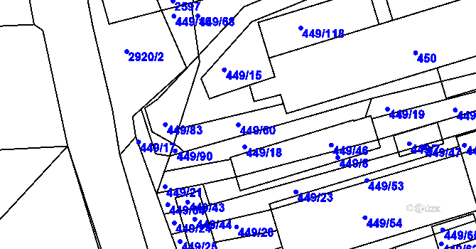 Parcela st. 449/60 v KÚ Velká nad Veličkou, Katastrální mapa