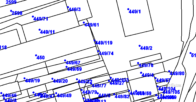 Parcela st. 449/74 v KÚ Velká nad Veličkou, Katastrální mapa