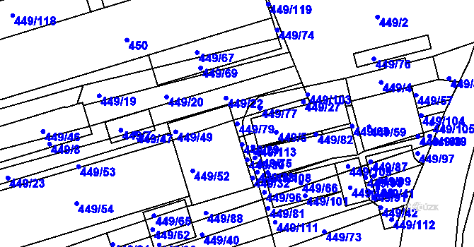 Parcela st. 449/79 v KÚ Velká nad Veličkou, Katastrální mapa