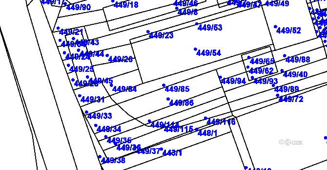 Parcela st. 449/85 v KÚ Velká nad Veličkou, Katastrální mapa