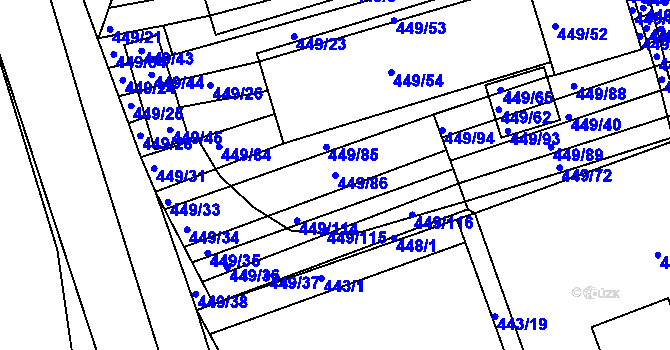 Parcela st. 449/86 v KÚ Velká nad Veličkou, Katastrální mapa