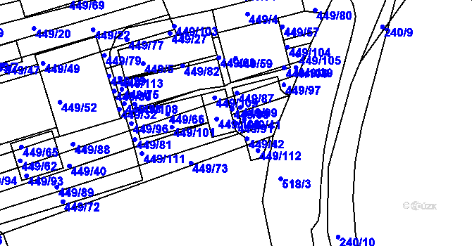 Parcela st. 449/91 v KÚ Velká nad Veličkou, Katastrální mapa