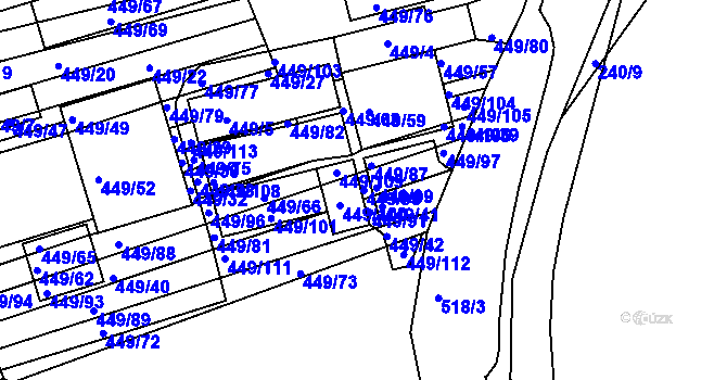 Parcela st. 449/98 v KÚ Velká nad Veličkou, Katastrální mapa