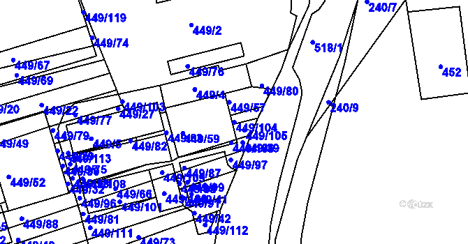 Parcela st. 449/104 v KÚ Velká nad Veličkou, Katastrální mapa