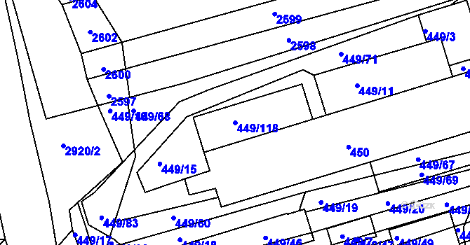 Parcela st. 449/118 v KÚ Velká nad Veličkou, Katastrální mapa
