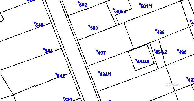 Parcela st. 497 v KÚ Velká nad Veličkou, Katastrální mapa